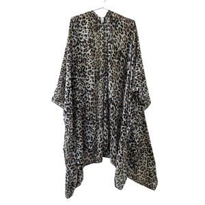 Cato Leopard Animal Print Kimono Sheer Cover Up Women One Size Brown Tan